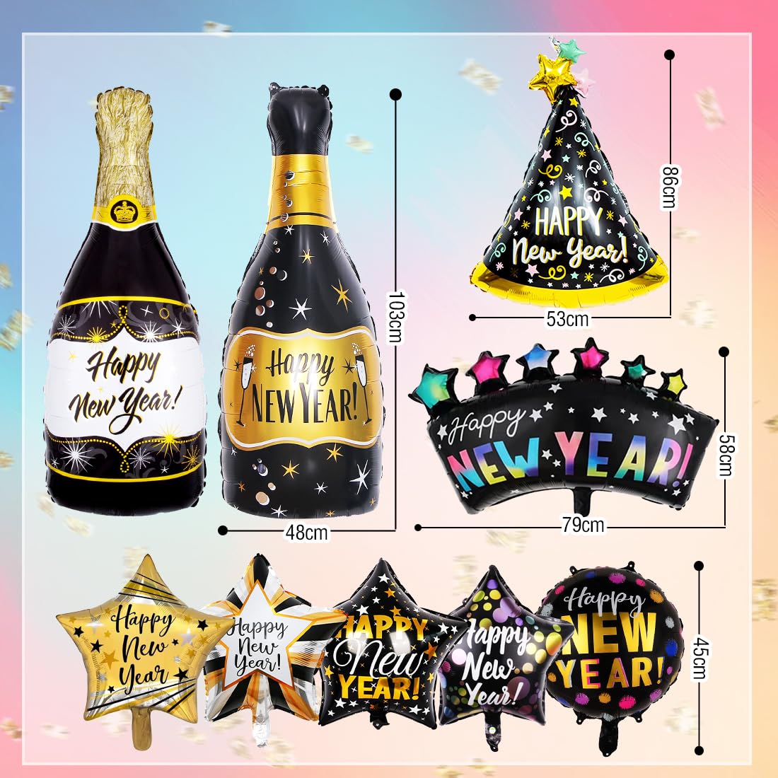 Decorazioni Capodanno 2025 - Striscione Happy New Year Nero E Oro, 30x180cm, Per Portico E Casa - Foto 3