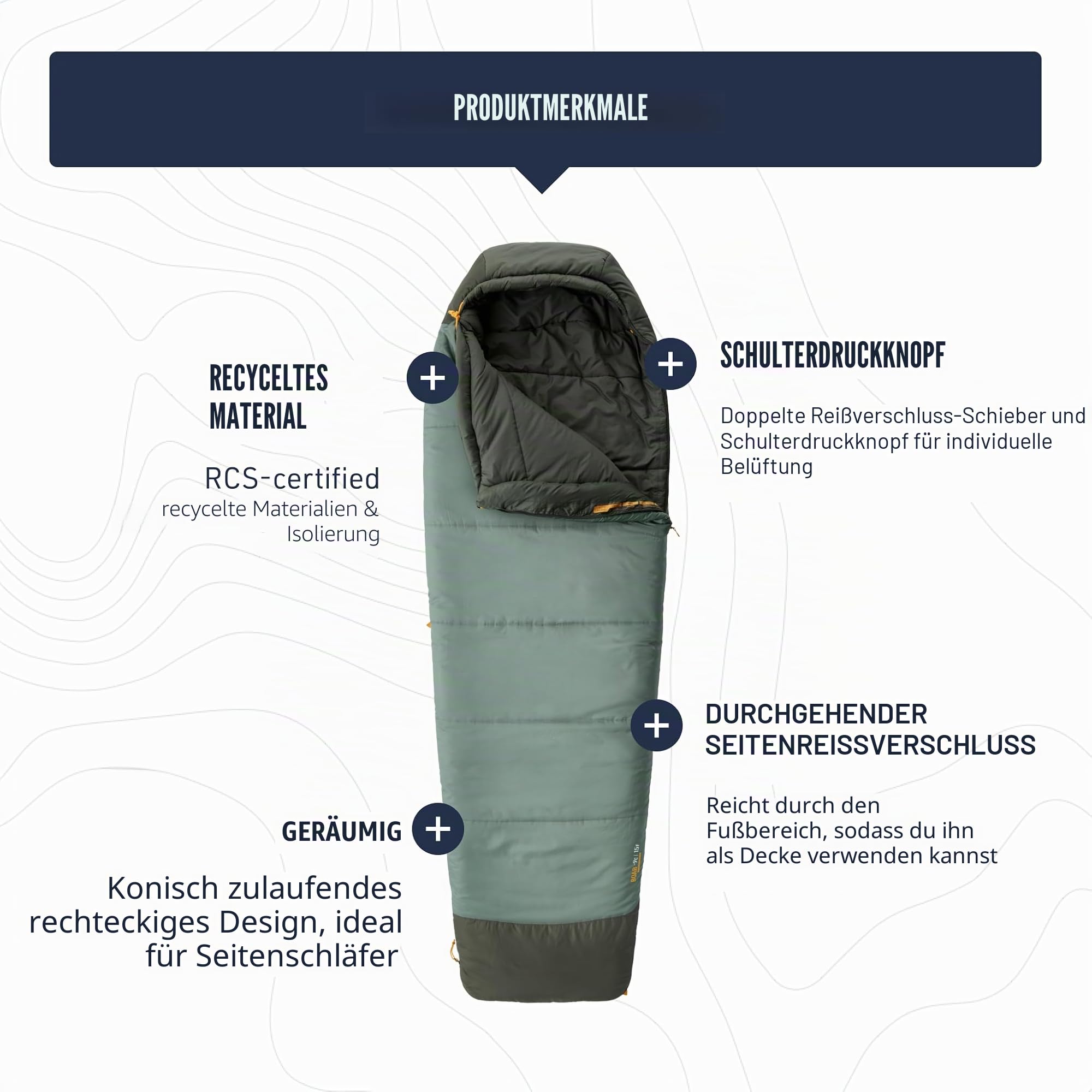 schlafsack für seitenschläfer SEA TO SUMMIT - Boab aus Kunstfaser Short (–1 °C) - Rechteckig - Durchgehender Reißverschluss - Revive Loft-Isolierung - RCS-Recyclingmaterialien - Camping & Trekking - Grün ROCKBROS Mountain Bike Pedals oficios y uniformes Rahmen:Anti-Reflex Holzrahmen