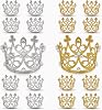 16-Piece Crown Cake Topper Set - Queen, Mini, Tiny Crowns for Princess, Decorative Pearl Cupcake Toppers for Girl Birthday Party, Lady Wedding - Gold 8PCS, Silver 8PCS