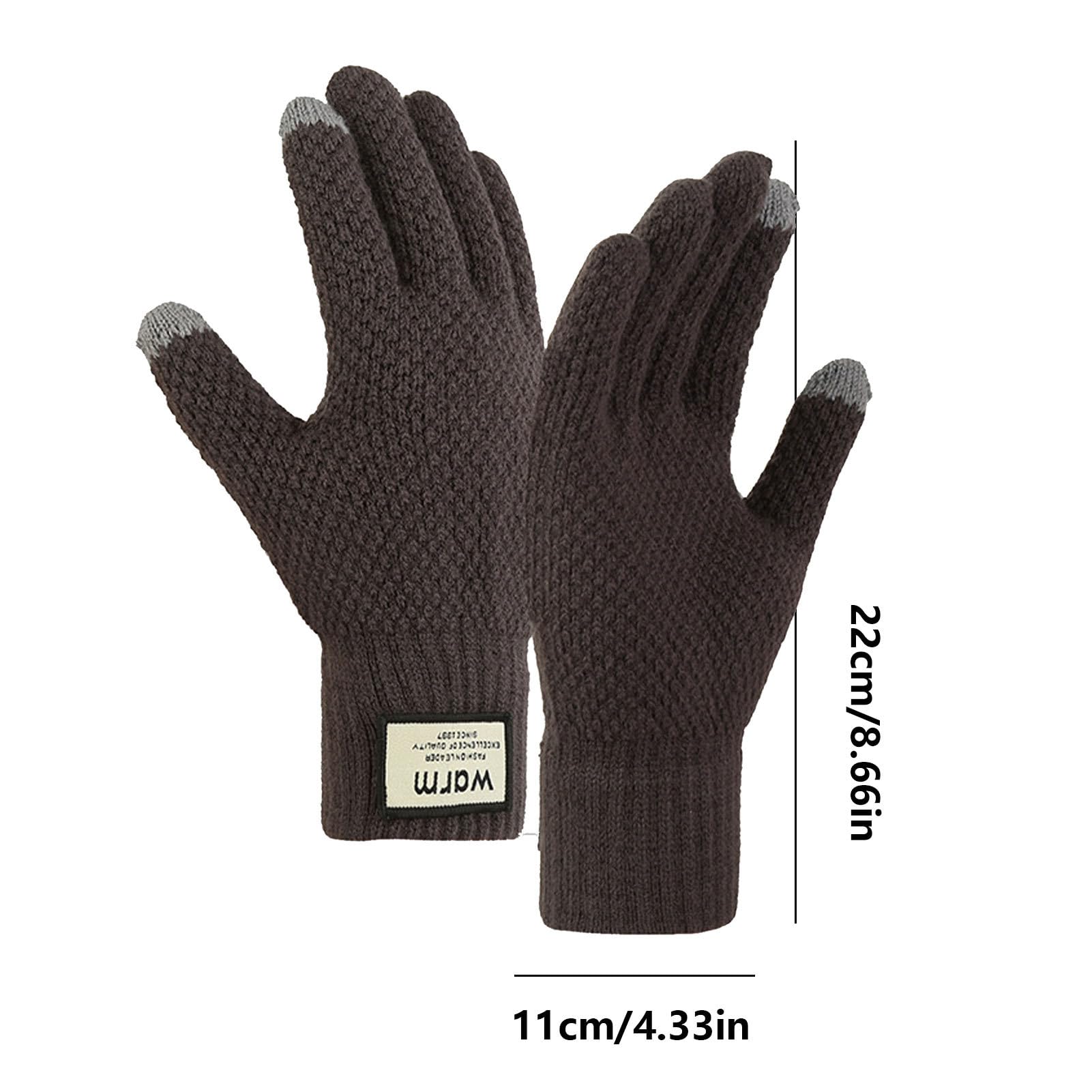 Guantes térmicos, guantes de invierno para pantalla táctil con diseño de doble capa, guantes cálidos para correr con material de punto, guantes de entrenamiento resistentes al viento, guantes de punto