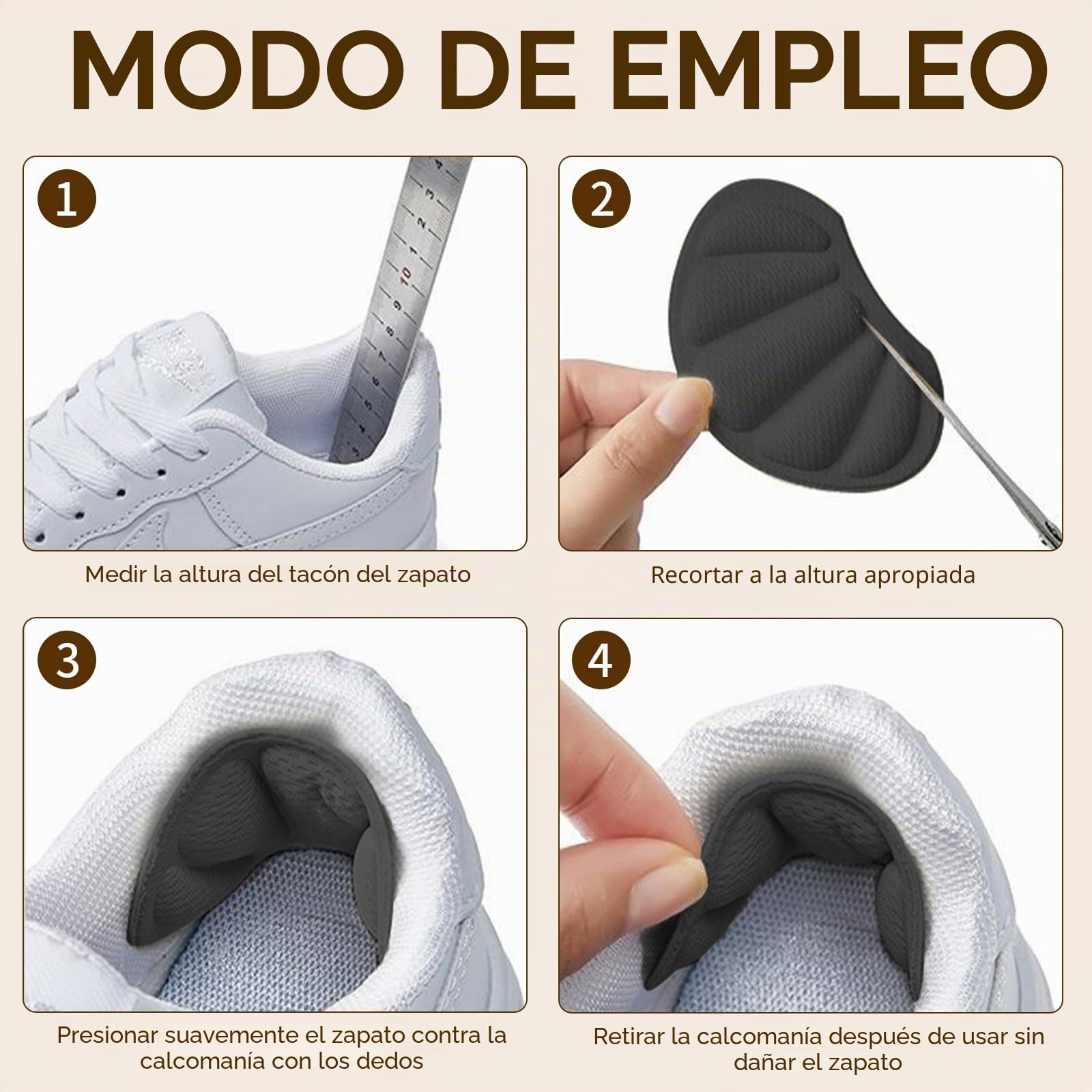 8 Pcs Taloneras para zapatos, Protector de Talón lmohadilla almohadillas para talones reducir talla zapato evitar resbalones y rozaduras, para Zapatos Demasiado Grandes y Sueltos