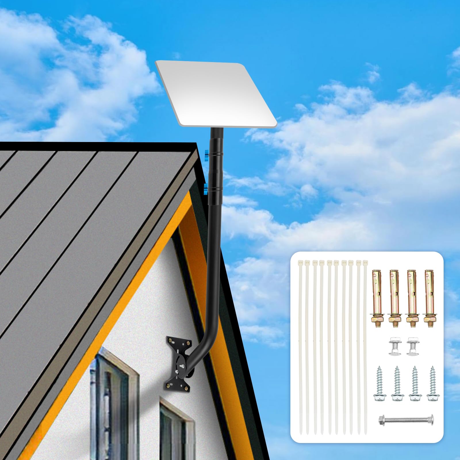 Starlink Mount, Starlink Pole Roof Mount Kit with Pipe Adapter Starlink Internet kit Satellite Long Wall Mount Starlink Ethernet Mounting Bracket Gen 2 - Long Type