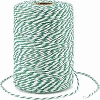 Vista 5 de G2PLUS Cuerda de Navidad, cuerda de algodón blanco y verde de 0.079 in, 656 pies, cuerda de envoltura de regalo para manualidades