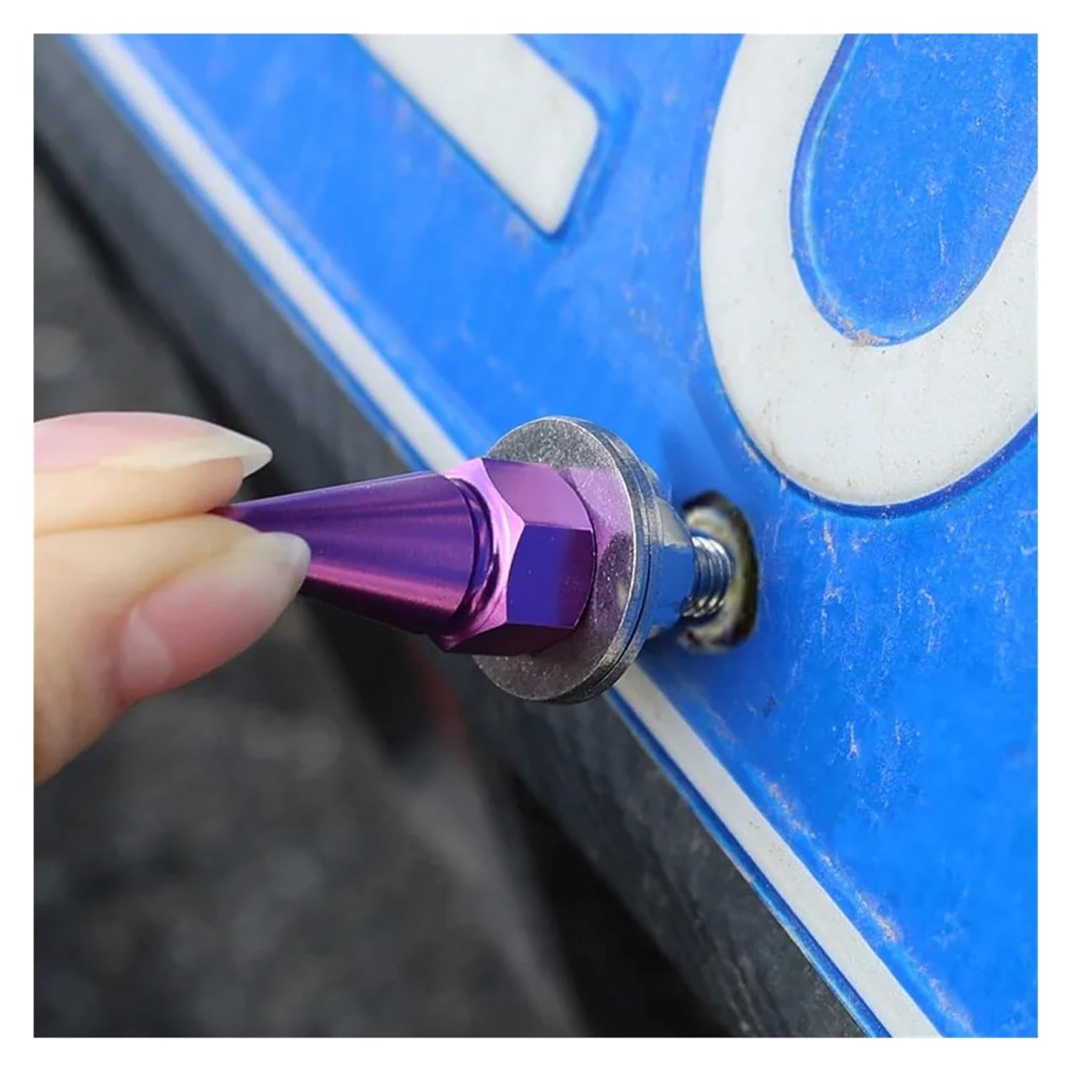 4-1pcs M6 Threaded Tips Screw Car Modified Fasteners Washer Bumper Engine Screws License Plate Aluminium Alloy Bolts(Black,4pcs)