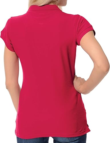 Miniatura 3 de FRESH TEE Polo de manga corta para mujer 100% algodón ajustado para mujer (EE.UU., Alpha, L, regular, regular, frambuesa), Frambuesa