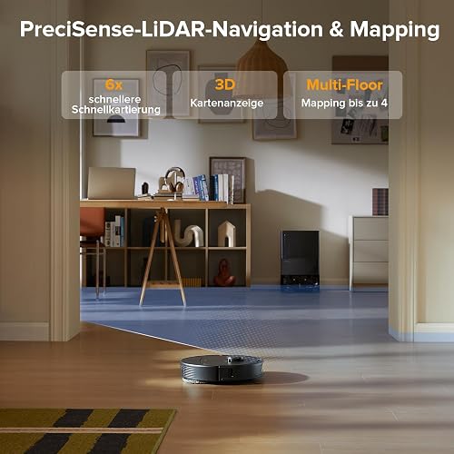 roborock QV 35A Set Aspirateur Robot Laveur, 8000Pa HyperForce, Station Multifonctionnelle, Serpillière Rotative 200 TR/Min & Relevable 10mm, Anti-enchevêtrement, Évitement d'obstacles, Cartographie - 8