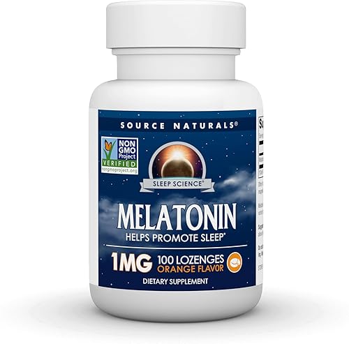 Source Naturals Sleep Science Melatonina 1 mg, 100 pastillas con sabor a naranja