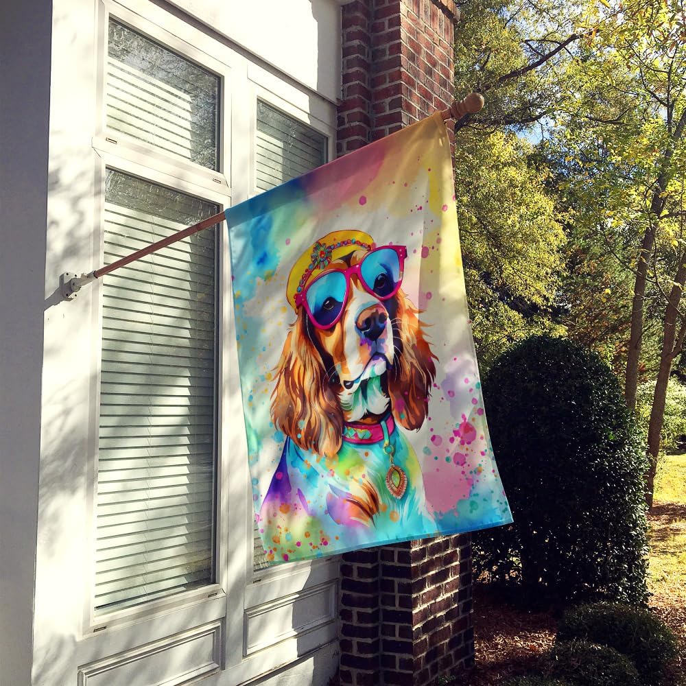 Caroline's Treasures DAC2484CHF Cavalier Spaniel Hippie Dawg House Flag Large Porch Sleeve Pole Decorative Outside Yard Banner Artwork Wall Hanging, Polyester, House Size, Multicolor