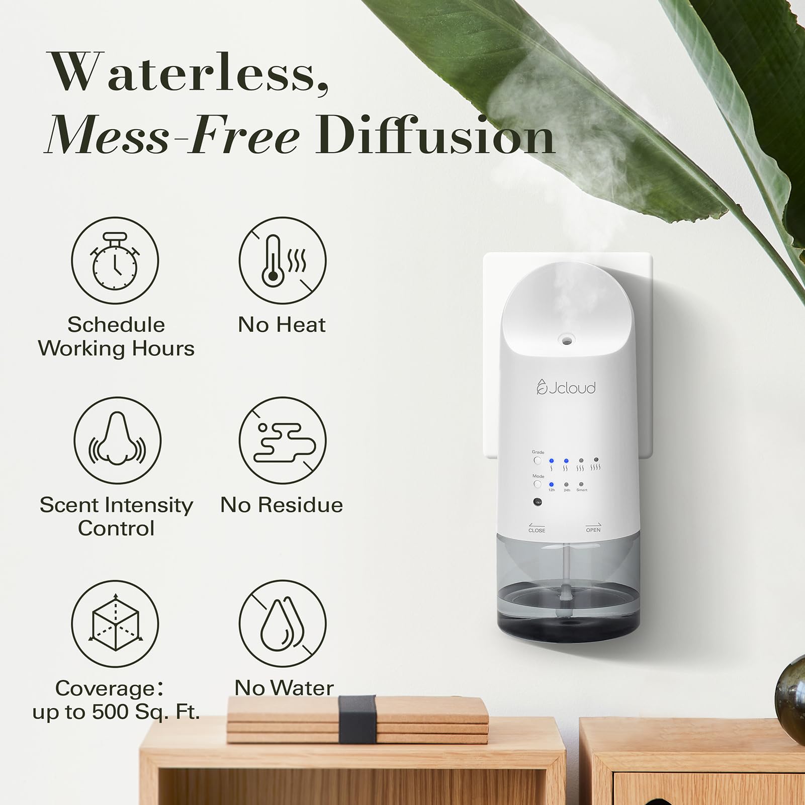 JCLOUD 2025 Diffuseur à brancher pour huiles essentielles, couvercle diffuseur de parfum sans eau jusqu'à 500 m², diffuseur d'arômes de parfum d'hôtel pour la maison, le bureau, le spa - Diffuseur