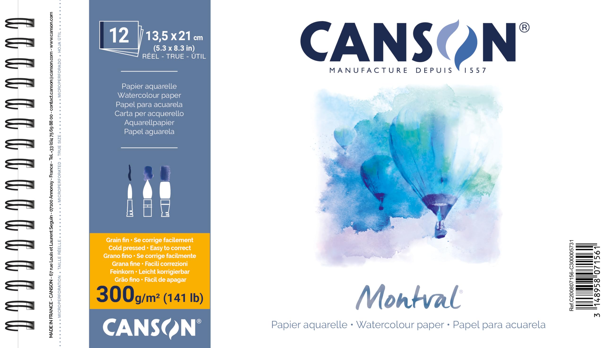 Canson Montval Eskiz ve Resim Defteri, Spiralli, 12 Sayfa, 5X21, 300G