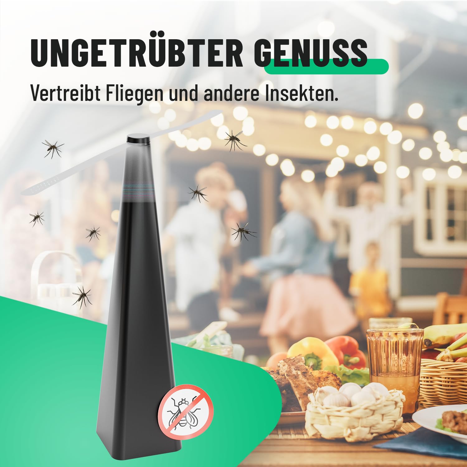 greate 2X Fliegenwedler für Tische oder zum Aufhängen - Fliegenvertreiber ohne Chemie & Verletzungsgefahr - Fliegen Ventilator Tisch - Fliegenabwehr Outdoor - Wespenwedler