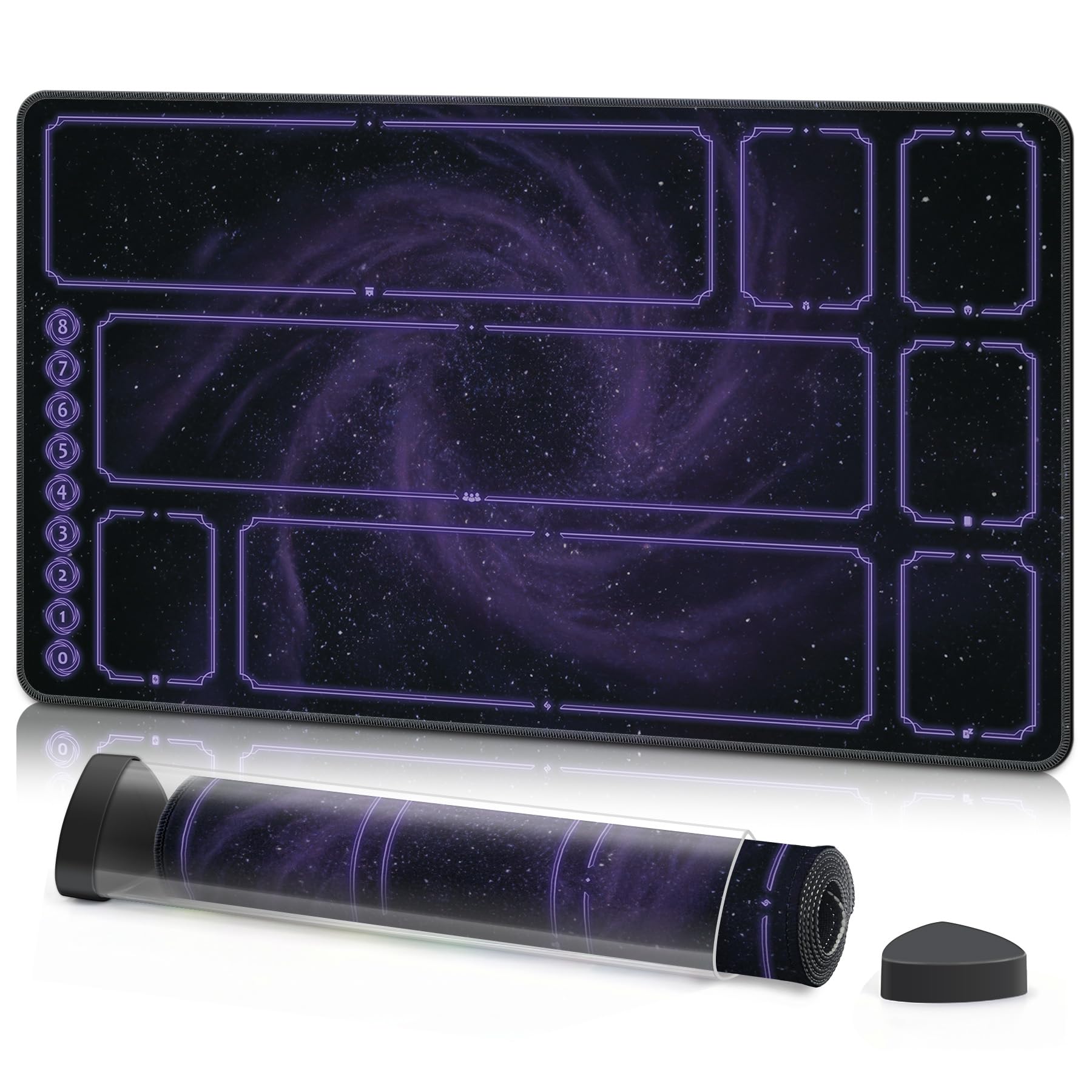 Riftbound Playmat with Zones – 24x14 Inch TCG Card Game Mat for Riftbound League of Legends, Battlefield & Champion Layout, Stitched Edge, Non-Slip Rubber Base with Playmat Tube – Cosmic Rift