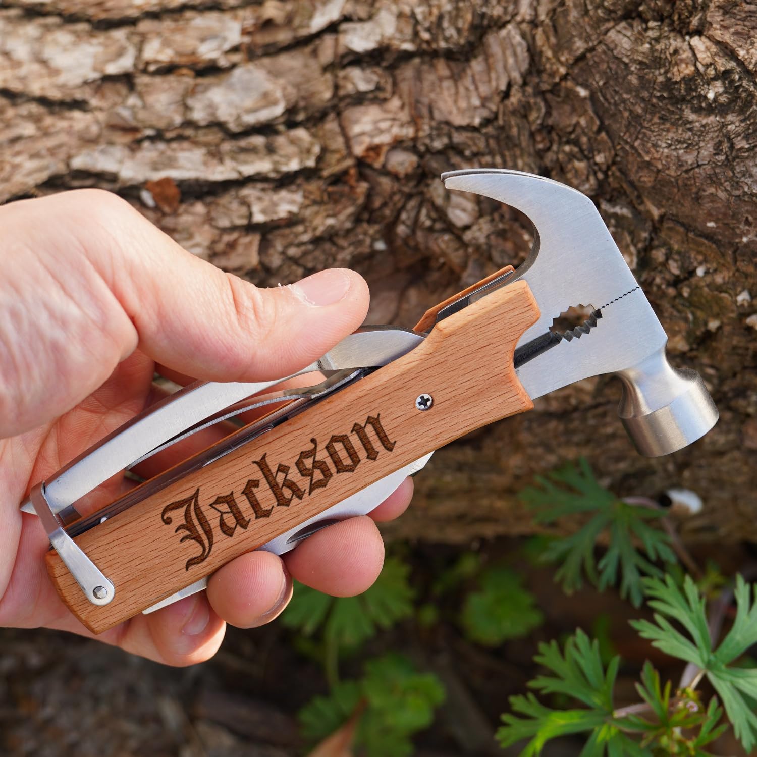 Custom Pocket Knife for Men, Personalized Gift for Men, Custom Engraved Multitool, Multiple Tools for Wooden Handle, Cool Birthday, Christmas, Fathers Day Gift for Dad, Husband, Grandpa