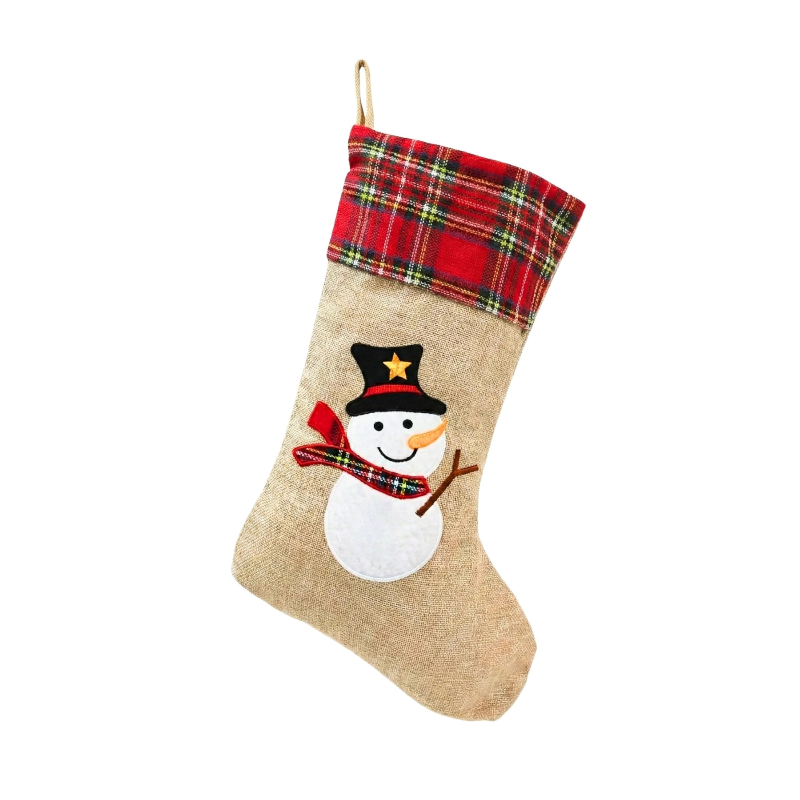 Shatchi Snowman Christmas Stocking - Linen - 26x25 cm