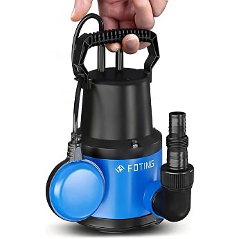FOTING Submersible Pump 400 W 8000 l/h Maximum Head 8 m Maximum Immersion Depth 7 m Adjustable Float Switch Thermal Protection for Pool and Cellar