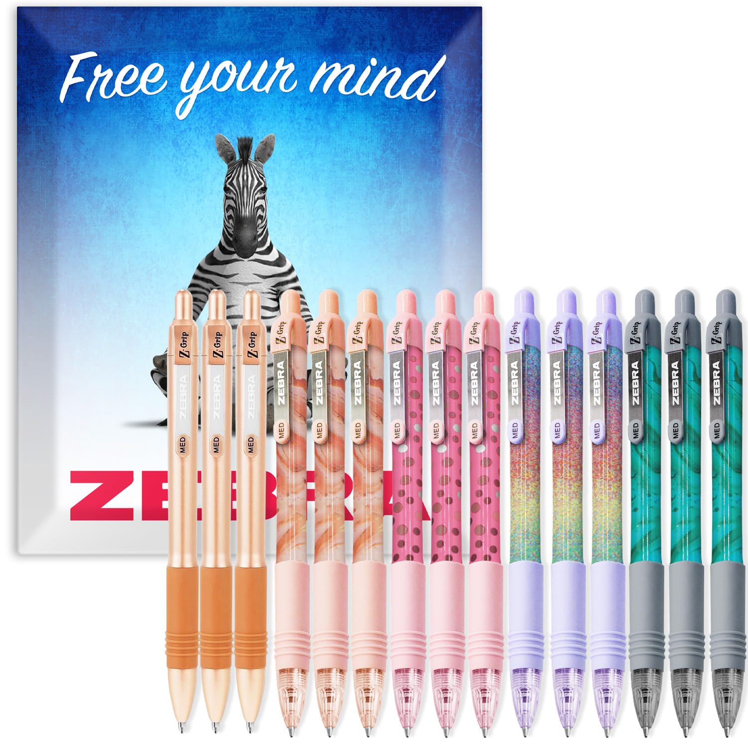 Zebra Z-Grip Smooth Ballpoint Pen - 1.0mm Nib - Fashion Barrels - In Envelope Gift Packaging (Pack of 15)