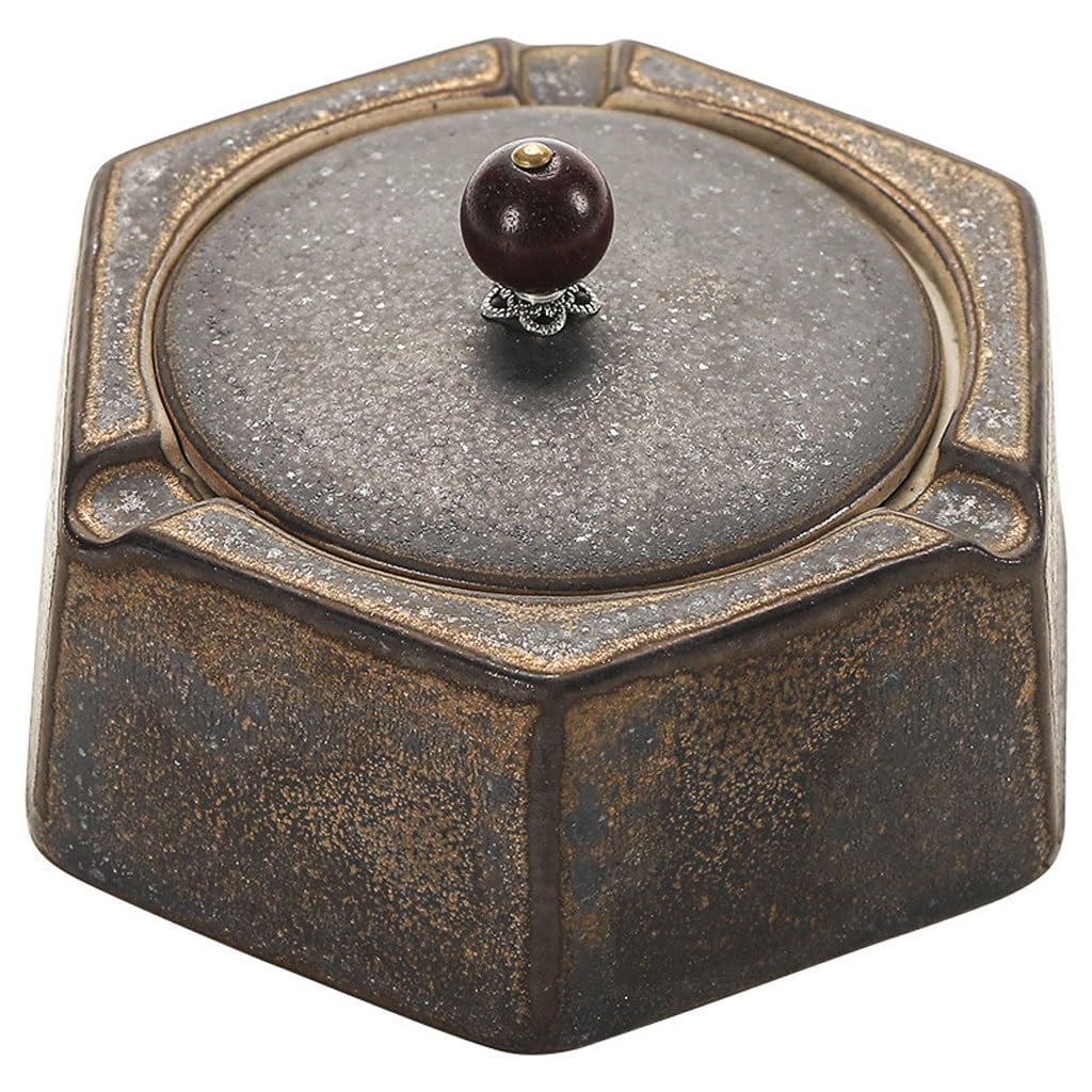 Car Ashtray Hexagonal Design Ashtray With Lid For Home Creative Retro For Living Room Office