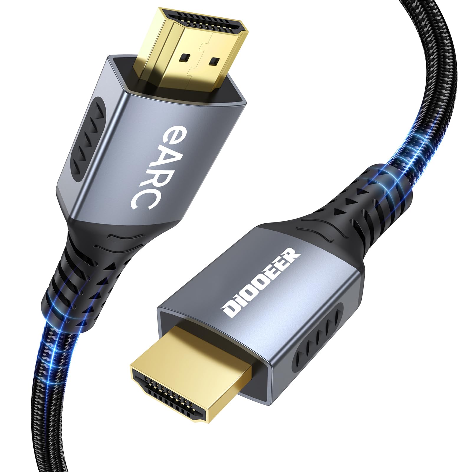 Cable HDMI ARC/eARC 8K para barra de sonido de 2 m, HDMI 2.1 de alta velocidad 48Gbps, cable trenzado 8K @60Hz 4K a 120Hz compatible con Dolby Atmos/DTS:X, HDCP 2.3, HDR10 para TV, PS5, Vizio/Sono