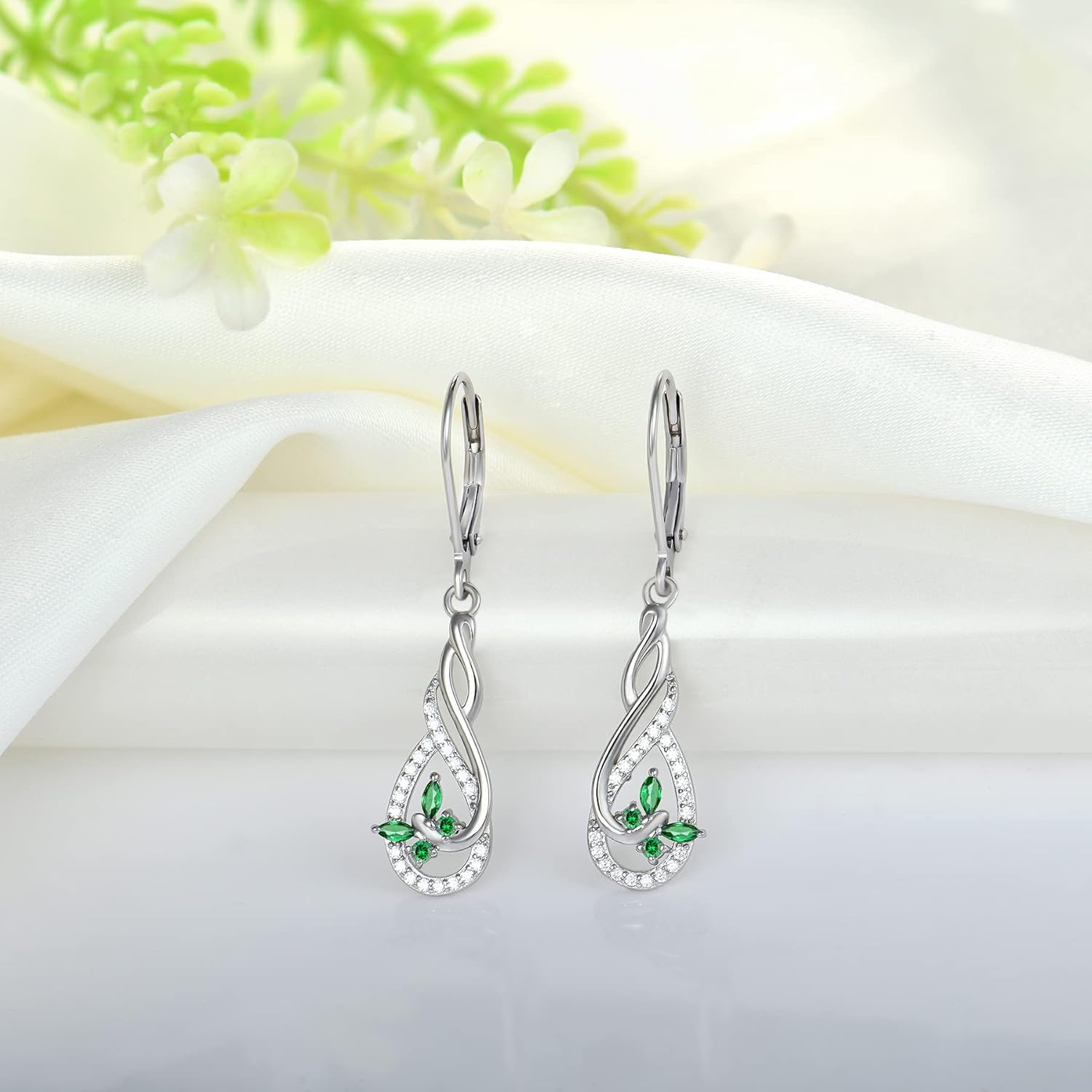 JO WISDOM Earrings for Women,925 Sterling Silver Infinity Butterfly Dangle & Drop Earrings with AAA Cubic Zirconia - Image 4