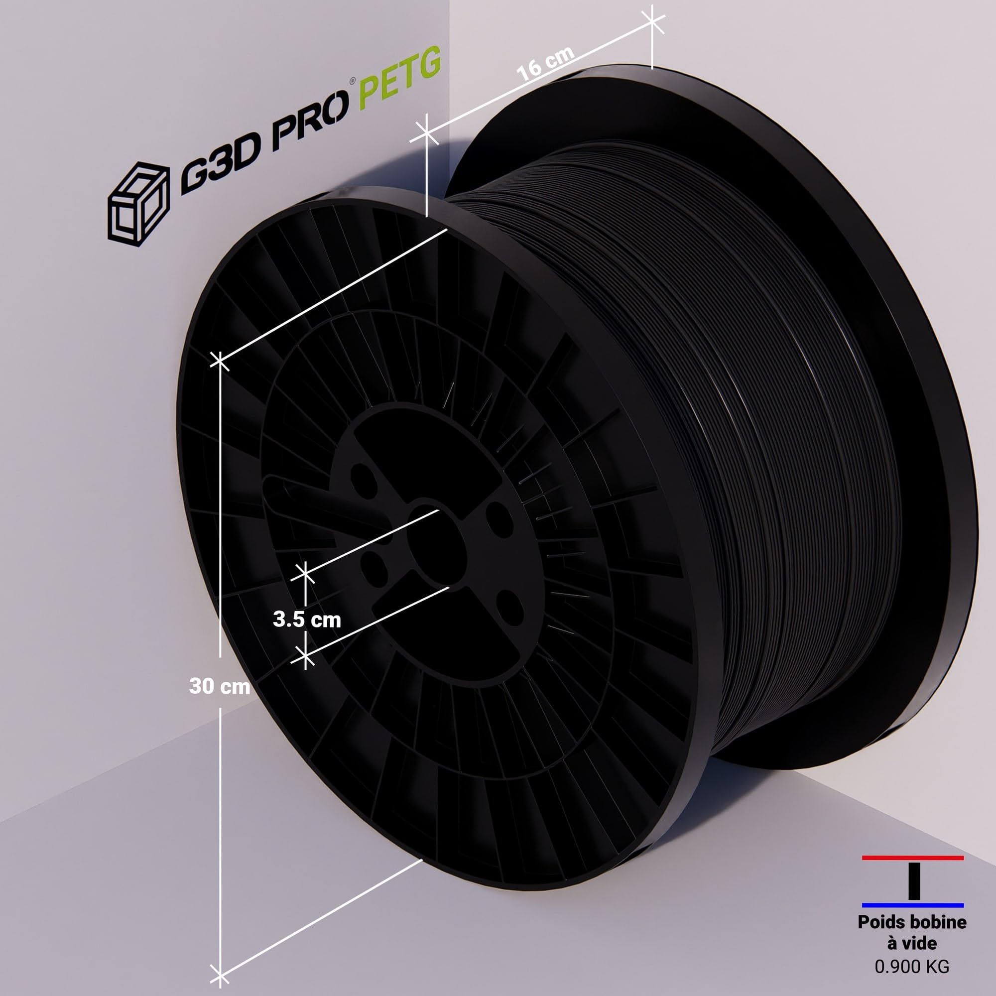 Czarny filament PETG do drukarki 3D, 1,75 mm, szpula 5 kg, dokładność wymiarowa ± 0,03 mm