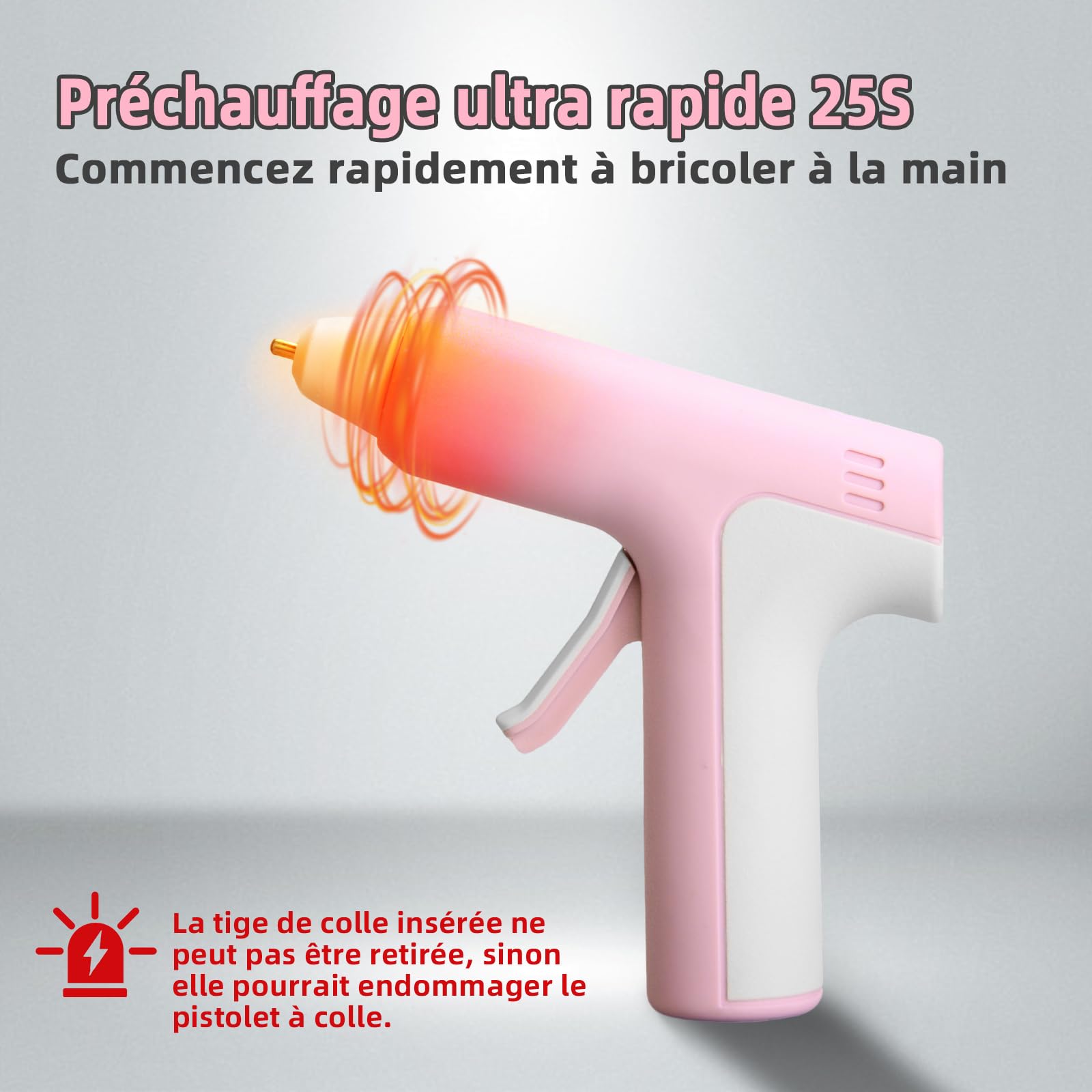 Pistolet à Colle Chaude sans Fil 4V avec 20 Bâtons de Colle, 25S de Préchauffage Rapide, Batterie Rechargeable 2000mAh Type-C, Arrêt Intelligent, pour L'art, Bricolage, Réparation, Rose