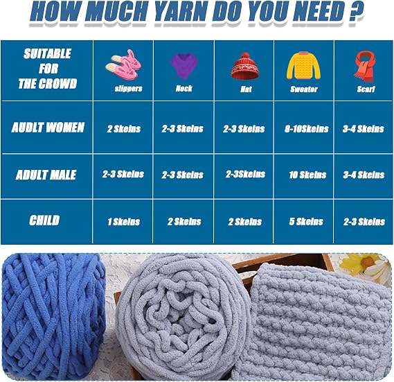 95gx4 Chunky Yarn for Crocheting & Knitting,7mm/0.27inches Thick Crochet Chenille Yarn,Fluffy Chunky Wool for Crochet Blanket,Doll,Bag,Hat,Pillow Cushion,Cat Bed(Milky White)