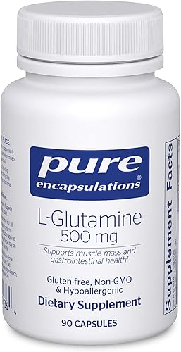 Pure Encapsulations Suplemento hipoalergénico que apoya la masa muscular y el tracto gastrointestinal L-glutamina 500 mg 90 cápsulas