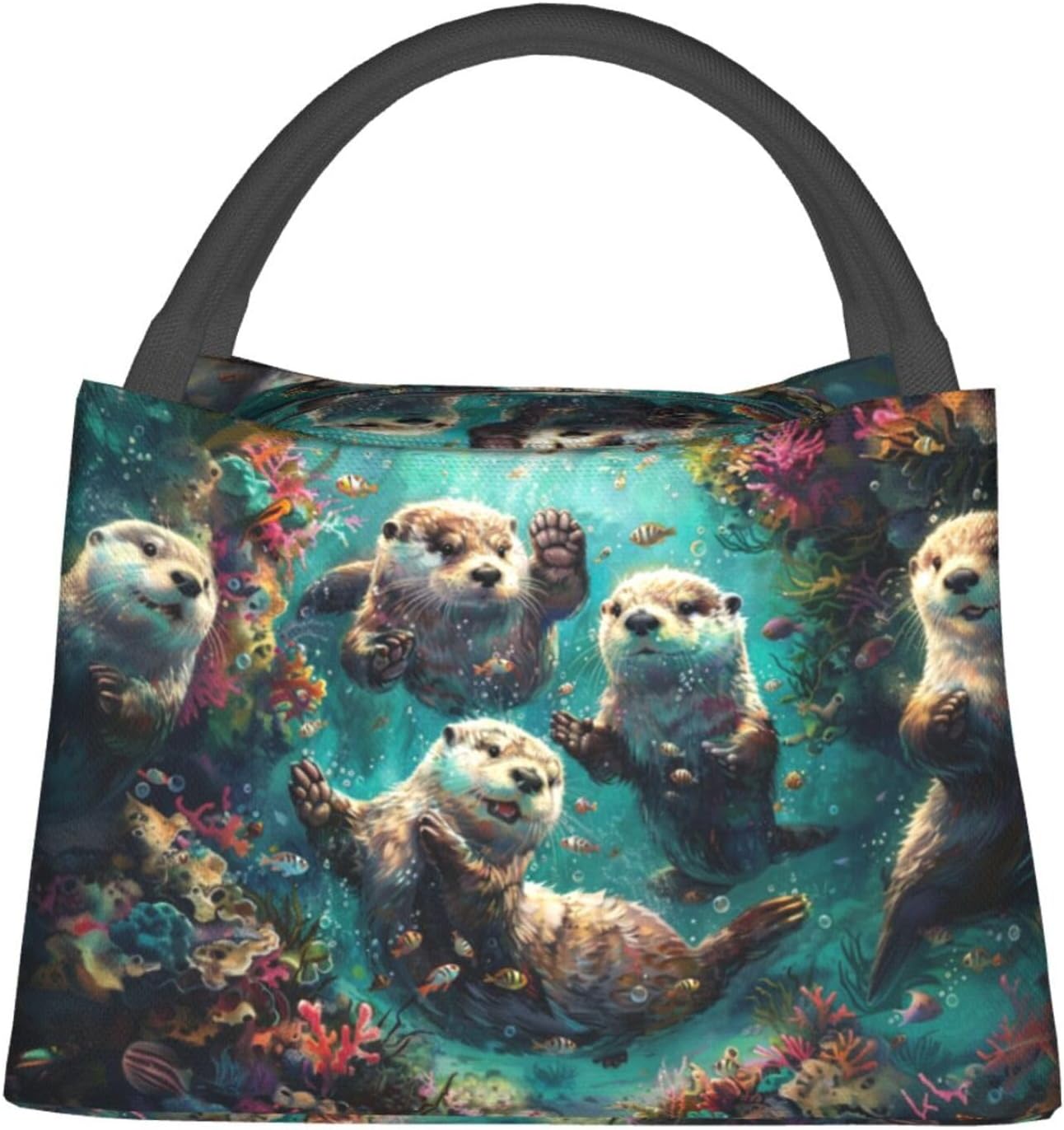 Lunch Bag for Women, Cute Sea Otter Insulated Lunch Box for Kids Girls, Reusable Lunch Bag for Office, Work, Picnic, Travel, School