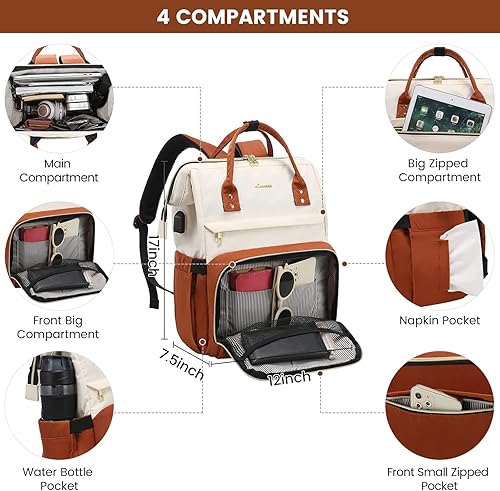Miniatura 3 de LOVEVOOK Mochila para computadora portátil para mujer, mochilas elegantes de negocios de 17 pulgadas, bolsas de médico para enfermera, mochila