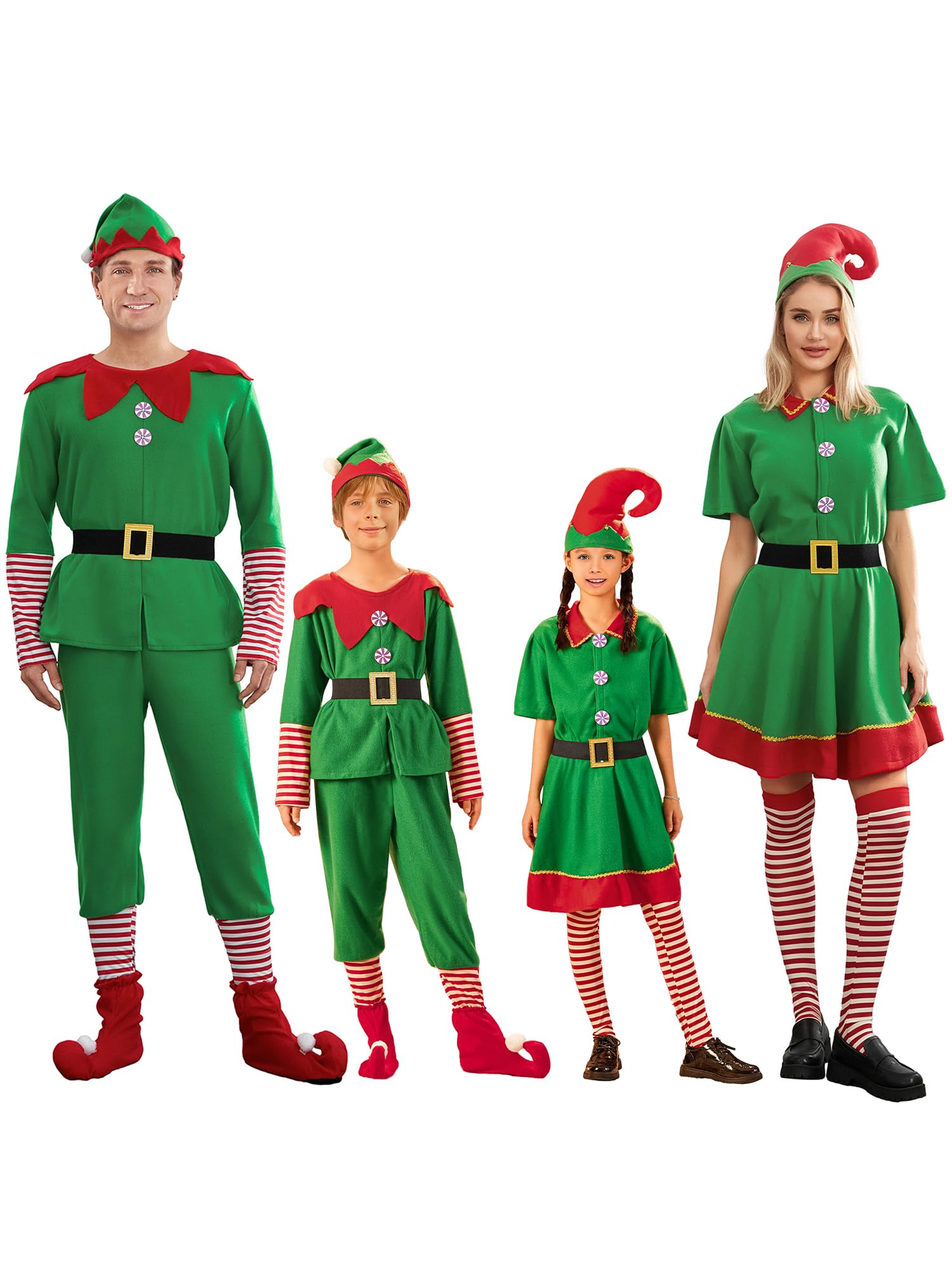 Achlibe Family Christams Cosplay Elf Costume Xmas Santa Helper Matching Outfits Christams Dress Up Party Costume for Men Women Kids (Women