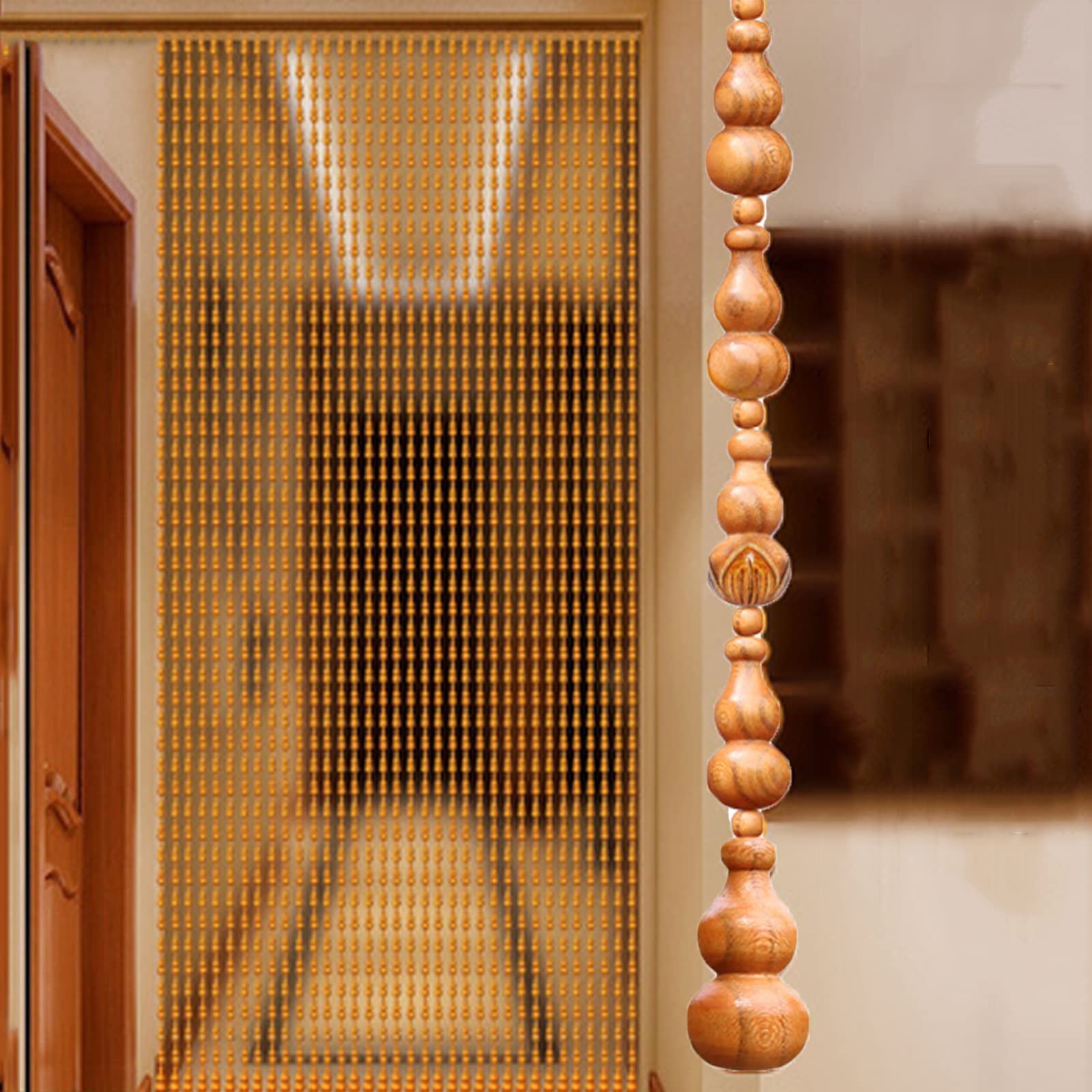 Cloison intérieure en perles de bois faites main pour un décor vintage