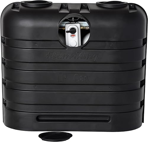 Miniatura 4 de Flame King Cubierta de plástico resistente para tanque de propano doble LP de 30 libras para caravana remolque de viaje cámper color negro