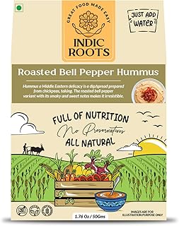 Indic Roots Bell Pepper Hummus Classic Flavor with a Twist Just Add Water Instant Food Healthy Ready to Eat No MSG Pack of 1 Natural