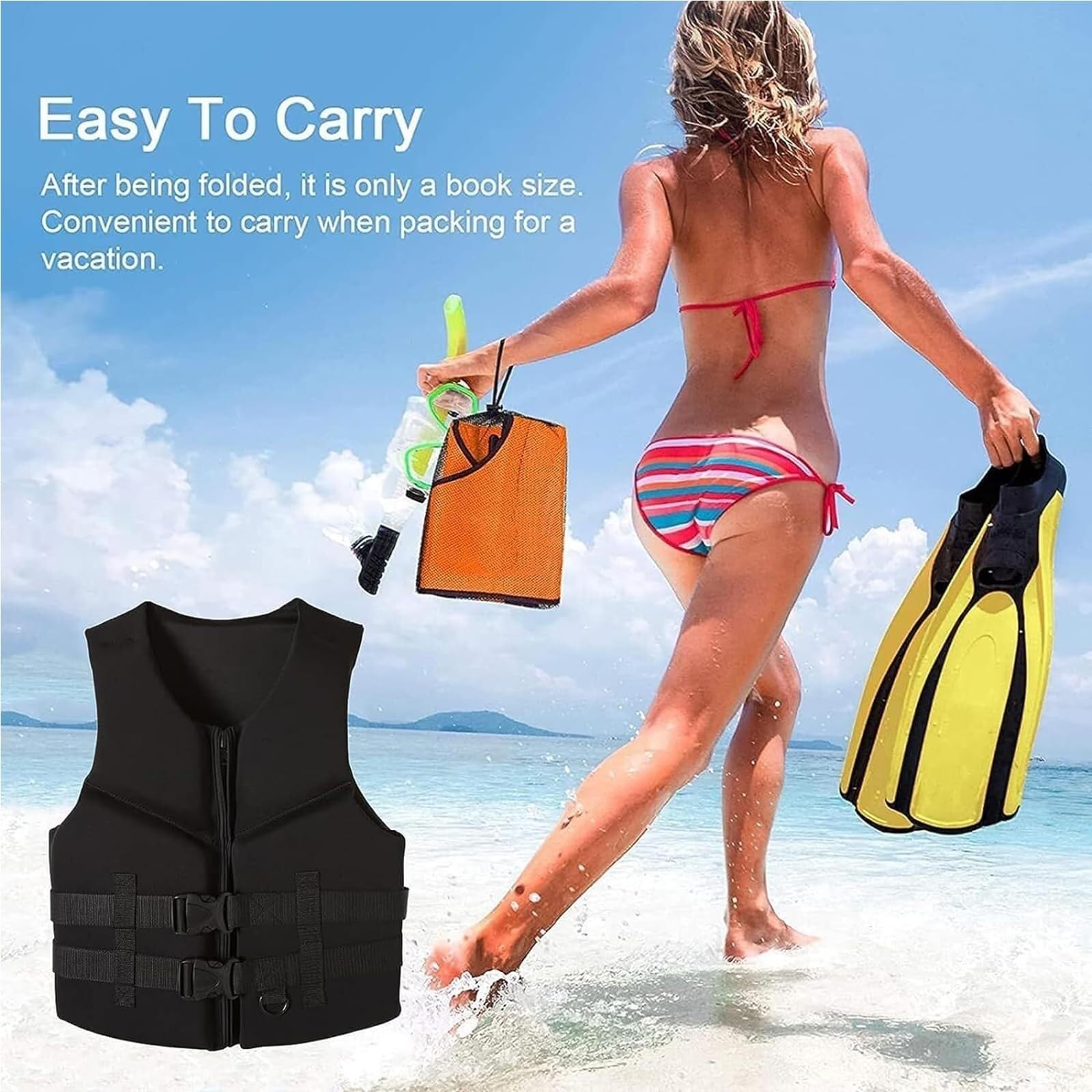 Giacca Kayka con Cintura Regolabile e Cerniera | Giacca Kayka in Neoprene Regolabile for Kayak, Pesca, Paddleboarding, Snorkeling, Sport Acquatici