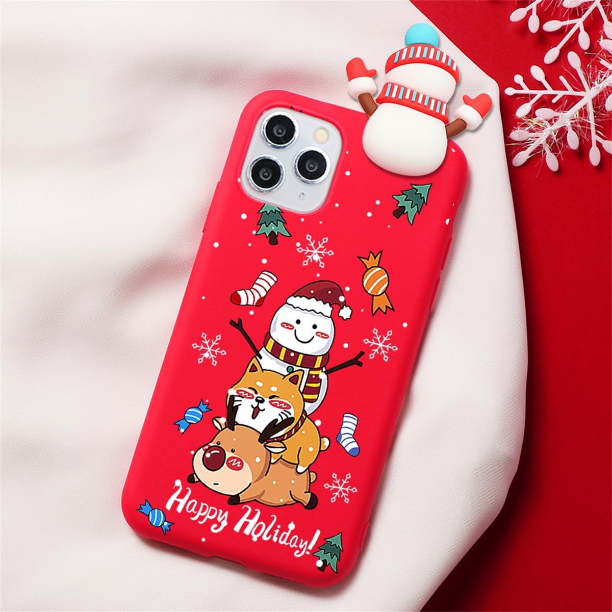 Yoedge 2 Pezzi Cover Natalizie Per OPPO A15 4G - Silicone Trasparente Con Disegni Alce E Natale, Regalo Donna - 4