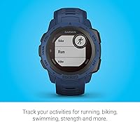 Vista 4 de Garmin - Reloj inteligente Instinct Solar Rugged GPS de 1.772 in - Azul marea (renovado)