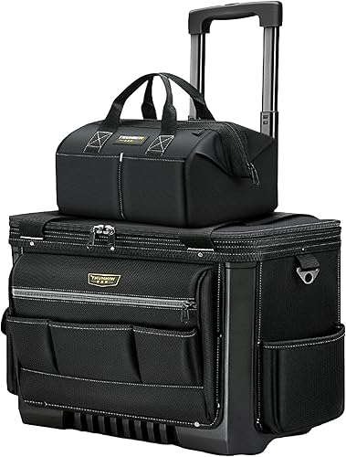 Bolsa de herramientas con ruedas integrada, grande, portátil, impermeable, con ruedas y bolsillo con cremallera