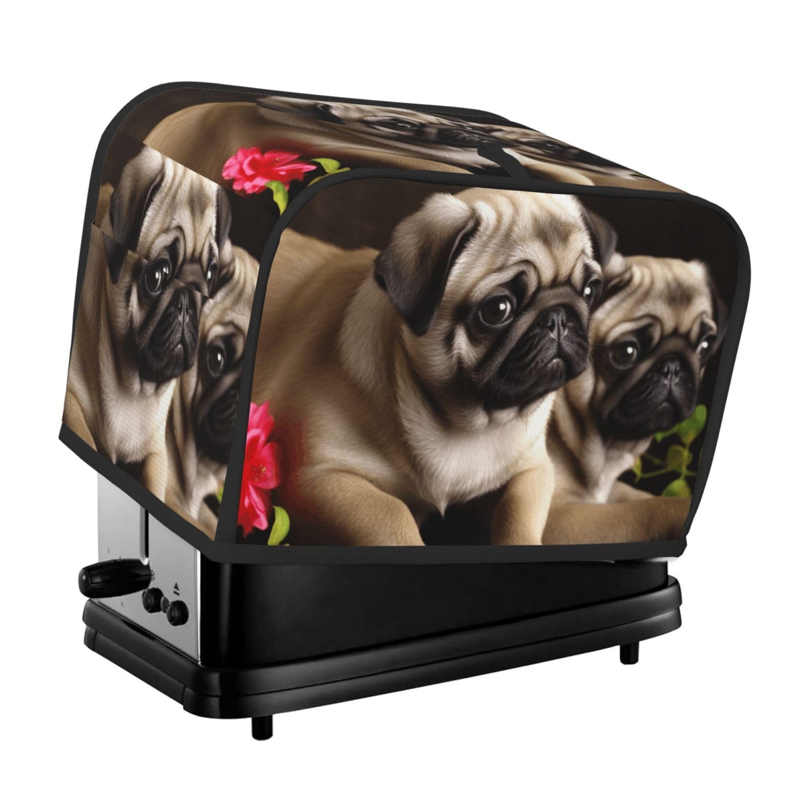 Toaster Covers 2 Slice Puppys Pug Bread Machine Cover Quilted Toaster Dustproof Cover Washable Appliance Cover Bread Maker Protective For Kitchen Small Appliance