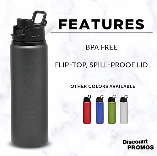 Miniatura 9 de DISCOUNT PROMOS Botellas de agua de aluminio personalizadas con tapas a presión de 25 onzas, juego de 10, paquete a granel personalizado,