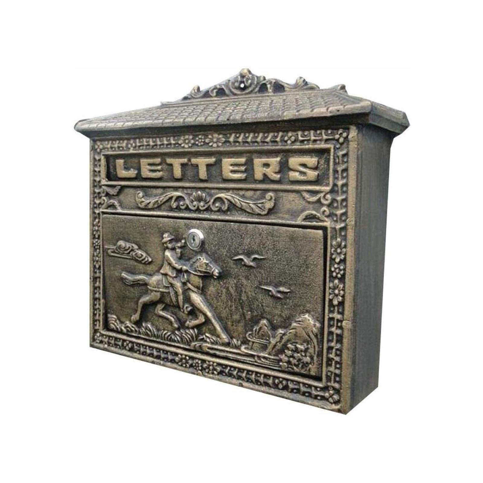 HDZWW European-style courtyard villa home decoration bronze wall mounted horseman letter box mailbox