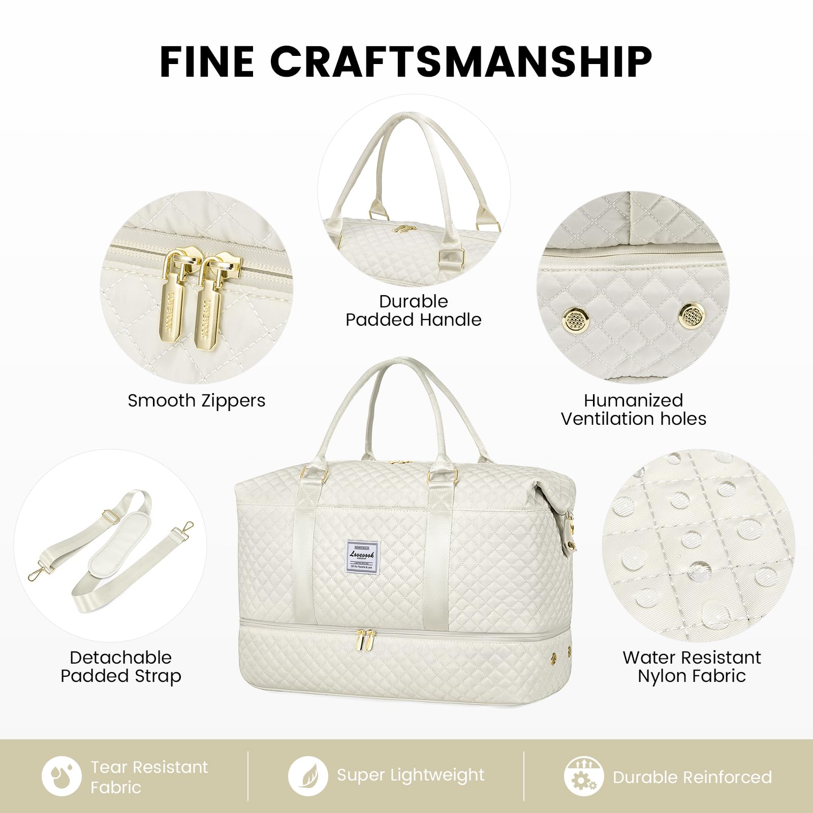 LOVEVOOK Borsa da Viaggio Donna Borsone Palestra Donna Bagaglio a Mano Easyjet Cabin Bag Weekend Travel Duffel Gym Bag con Organizer Valigia Grande Borsa Parto Ospedale Mamma Nascita per Aereo Sauna