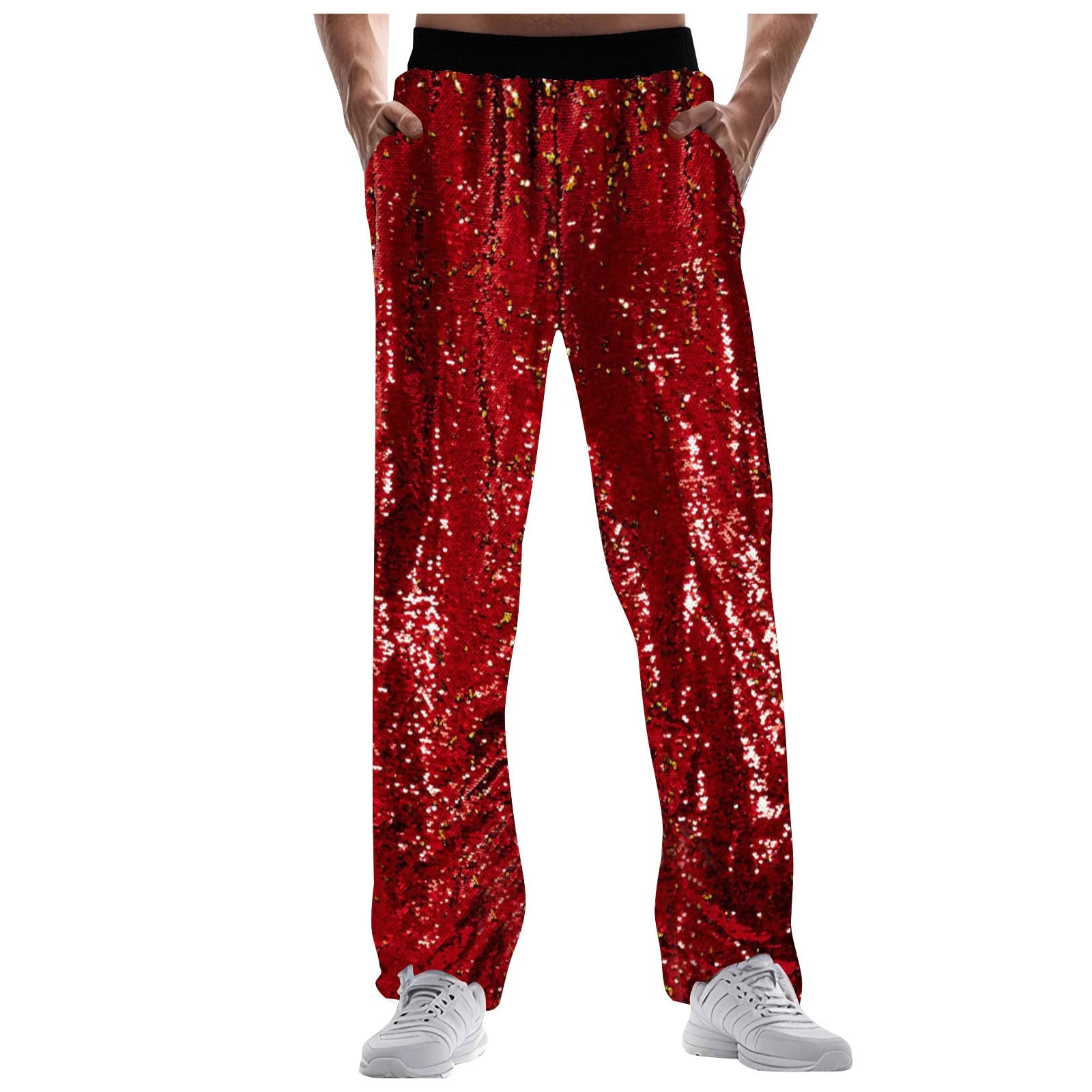 Pantalon disco métallisé années 70/80 à paillettes pour homme - Pantalon de fête - Pantalon de danse brillant - Pantalon de danse jazz brillant - Pantalon de danse - Pantalon de danse