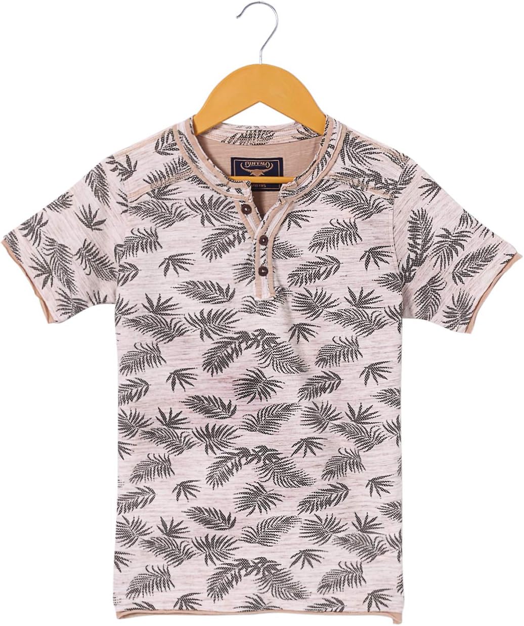 BUFFALO  Henley Neck Printed T-Shirt