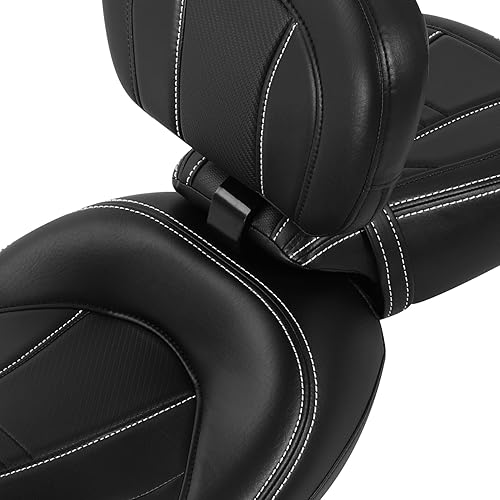 Miniatura 3 de TCT-MOTORPARTS Asiento de cuero de perfil bajo para Harley Touring Road King Street Glide Road Glide Electra Glide CVO 2014-2023 (negro + blanco)