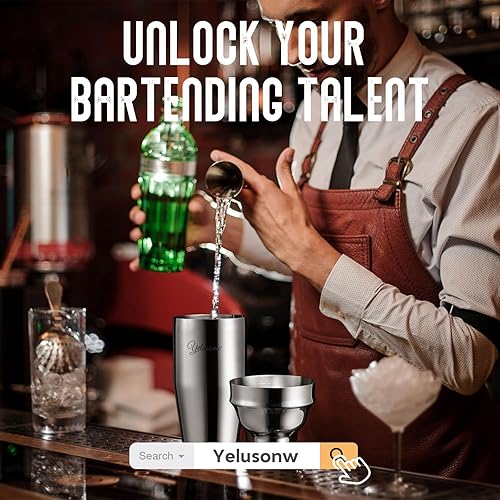 Miniatura 7 de Juego de coctelera de 26 piezas, kit de camarero con soporte, cocteleras para cóctel con todos los agitadores, herramienta de bar para mezclar