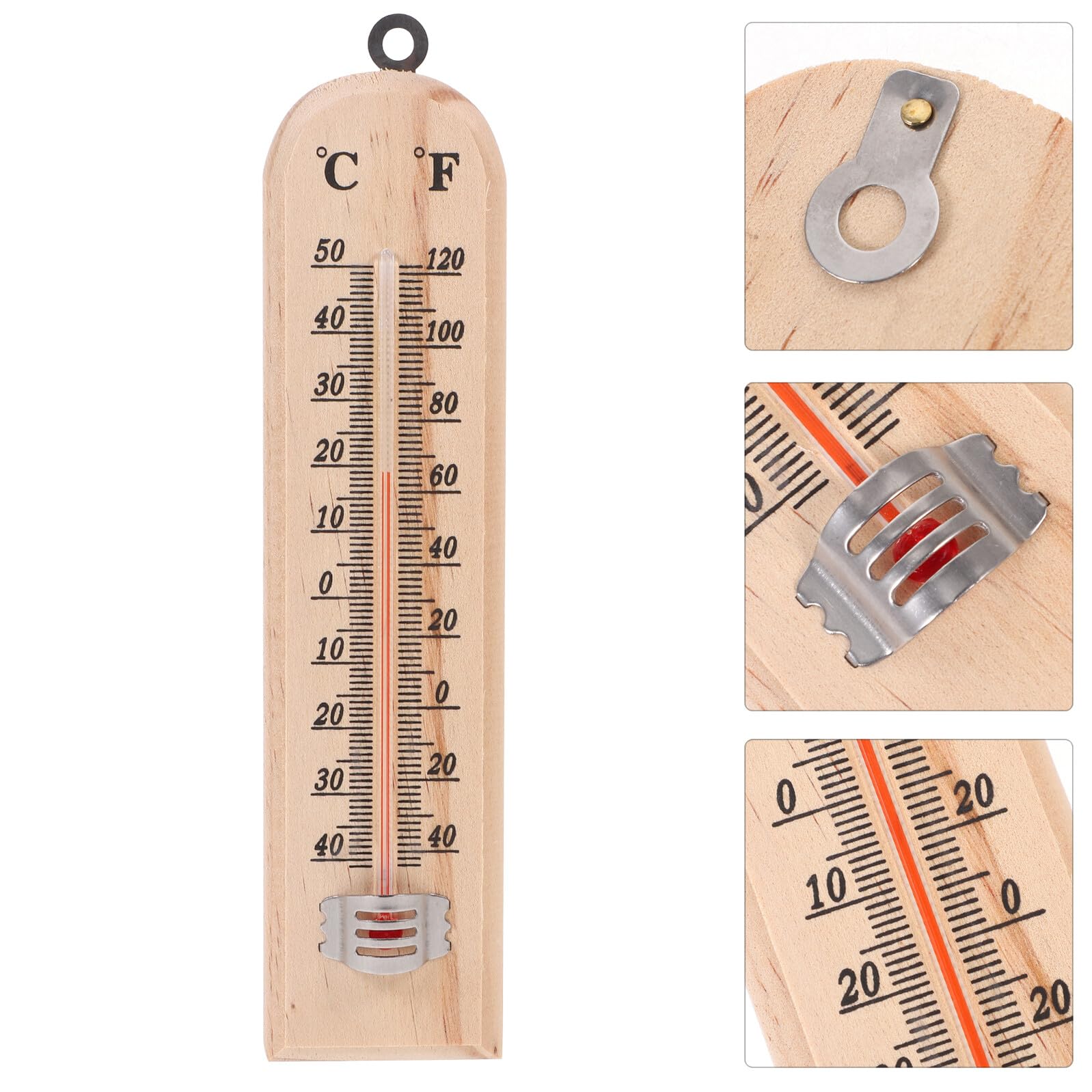 Happyyami Termometro in Legno da Esterno e Interno, Dispositivo di Misurazione della Temperatura Multifunzionale a Sospensione, Set da 3 Pezzi per Serra, Cameretta dei Ragazzo Ragazza