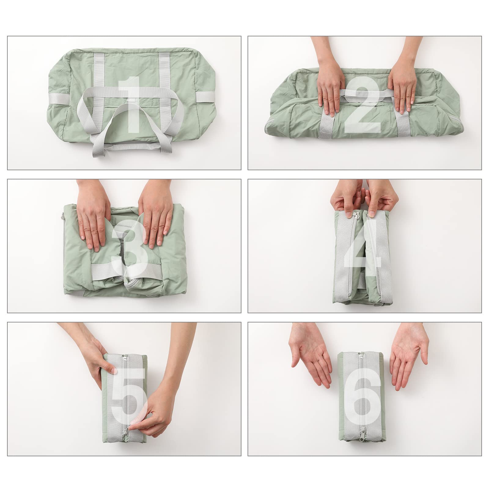 VanFn Borsone da viaggio pieghevole, borsone sportivo da palestra, borsa da palestra in nylon impermeabile, borsone leggero per donne e uomini, borsa da weekend all'aperto, serie P.Travel, Verde opaco
