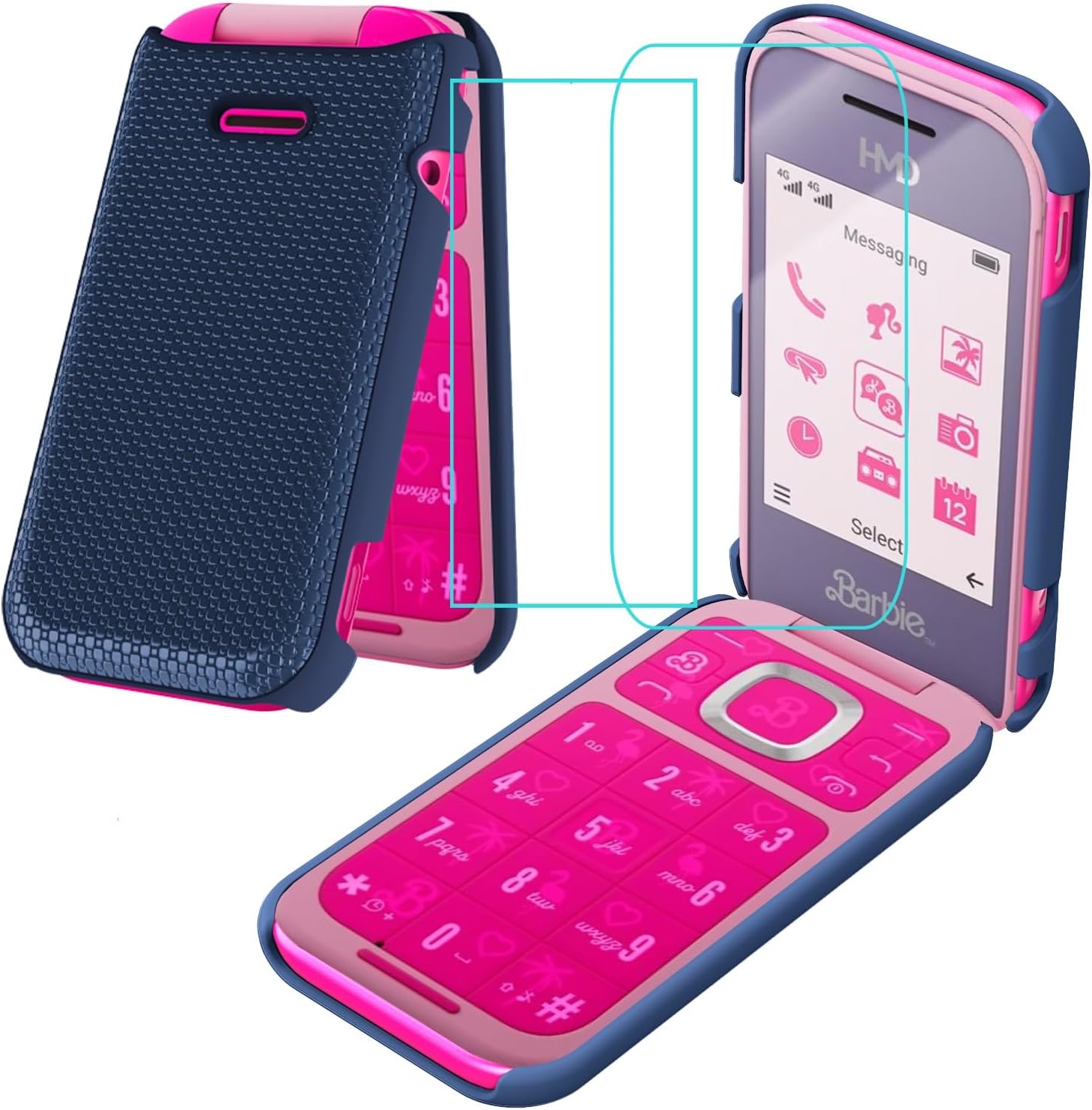 for HMD Barbie Case with [2*Screen Protector],HMD Barbie Phone Case Slim Fit Hard Shell Design [Front Back Full Body Protection] Frosted PC Shockproof Cover for HMD Barbie Blue