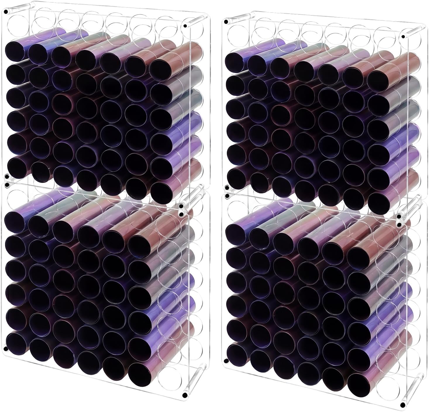 Wenqik 2 Pack Vinyl Storage Organizer 98 Holes Acrylic Vinyl Roll Holder Easy to Assemble Organizer Storage Craft for Room Art Organization Decor