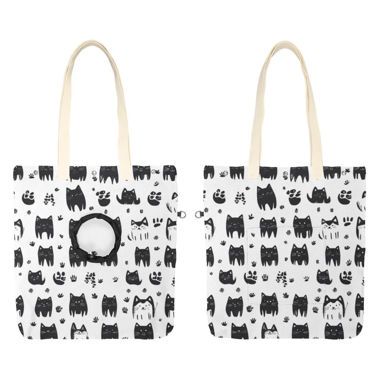 Bolsa de hombro de lona para gatos y suministros portátiles de viaje para mascotas